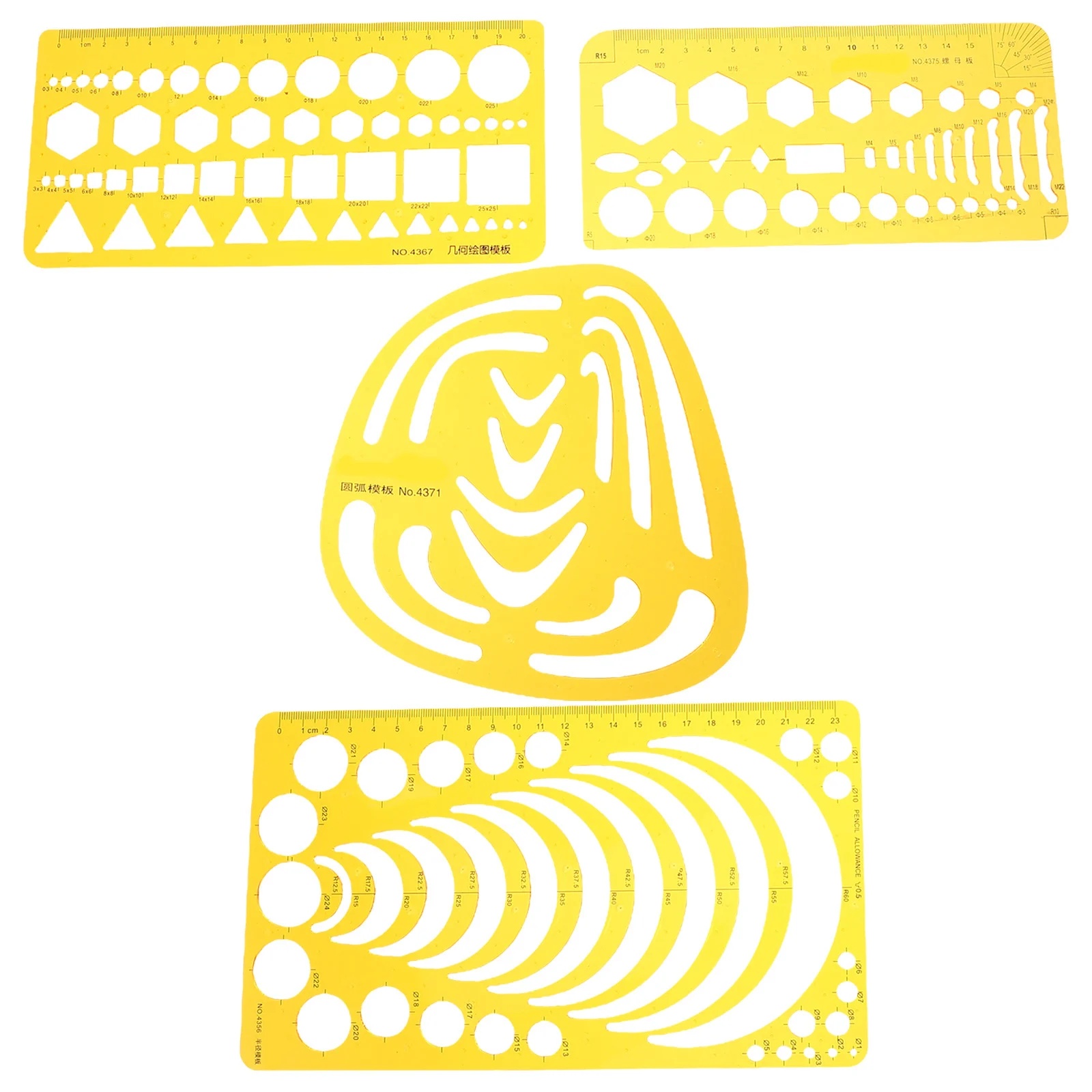 مجموعة مسطرة منحنية مكونة من 4 قطع، قالب قياس للخطة الموسعة، تصميم رسم برتقالي شفاف، مدرسة العمارة