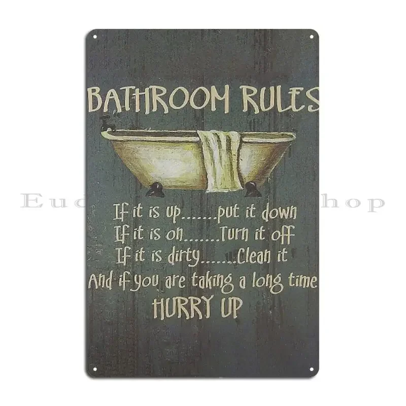 Bathroom Rules Metal Plaque Living Room Living Room Character Wall Pub Tin Sign Poster