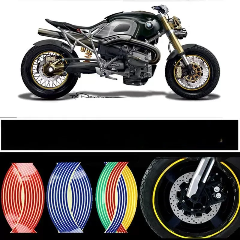 

Motorcycle hub stickers steel ring stickers wheel stickers scooter stickers electric vehicle decals 18 inch reflective stickers