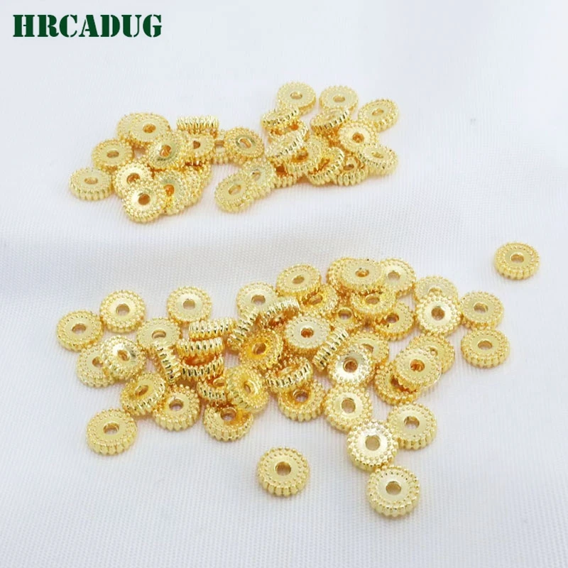 

Flat Wheel Bead 18K Gold-Plated Beaded Spacer Beads Piece For Separating DIY Women's Jewelry Making Accessories Metal Beads