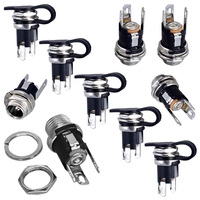 10/50/200Pcs DC-025 DC Power Socket Female Jack Panel Mount Connector DC Socket Nut DC025 5.5x2.1mm 5.5x2.5mm