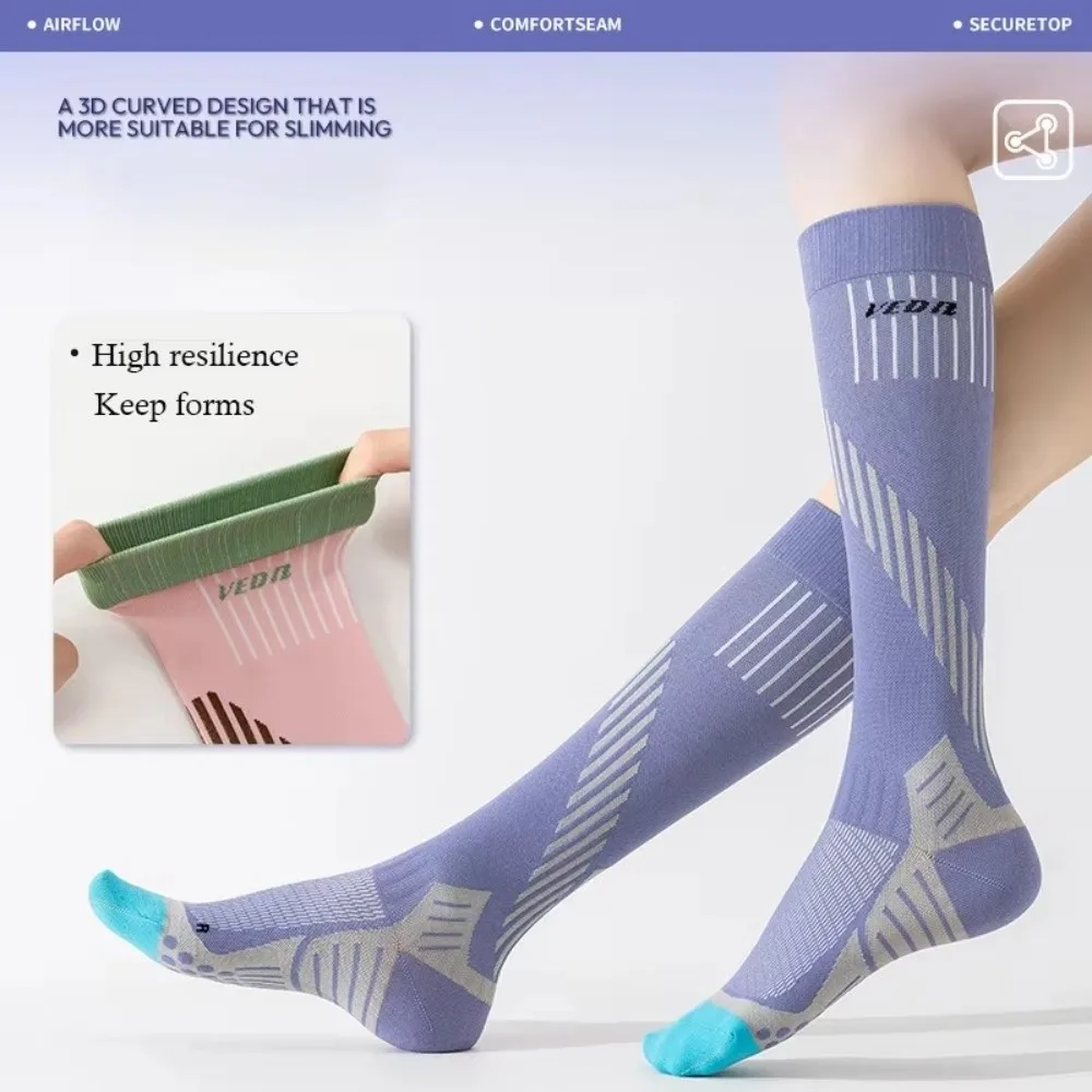 New Non-Slip Compression Socks Sole Support Circulation Knee High Socks Running Cycling Socks Running Athletic