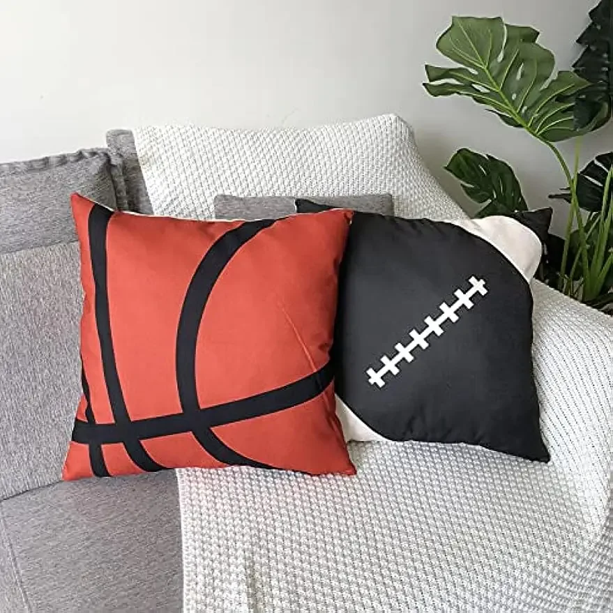 45x45 Modern Linen Square Cushion Cover Decorative Sofa Basketball Pattern Printing Pillow Cover  autumn decoration