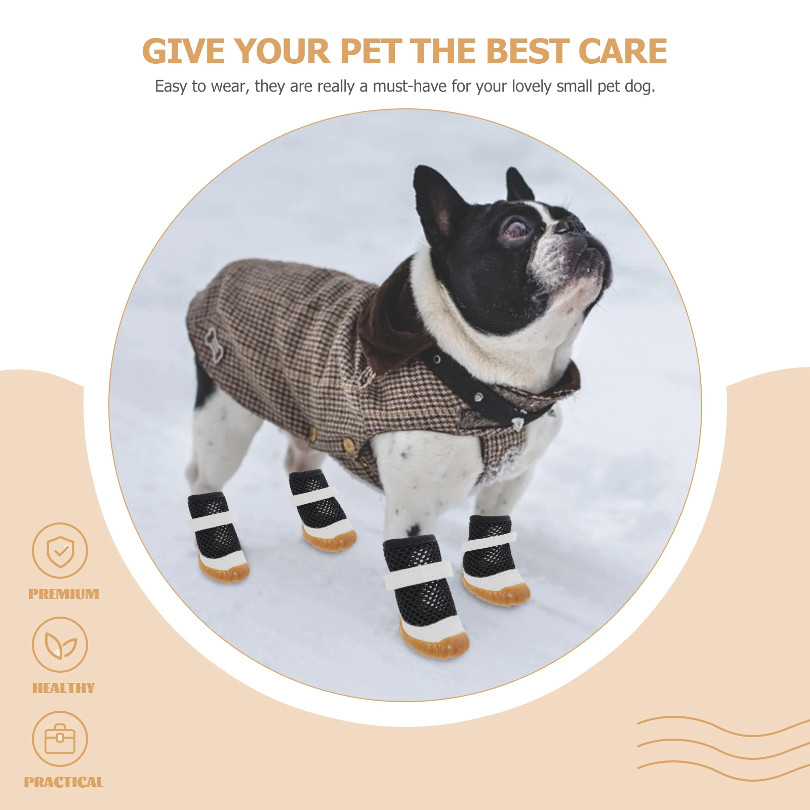 

4Pcs Breathable Puppy Shoes Mesh Dog Boots Non-Slip Sole Paw Cover Keep Warm Not Tight Fit for Floor Protection