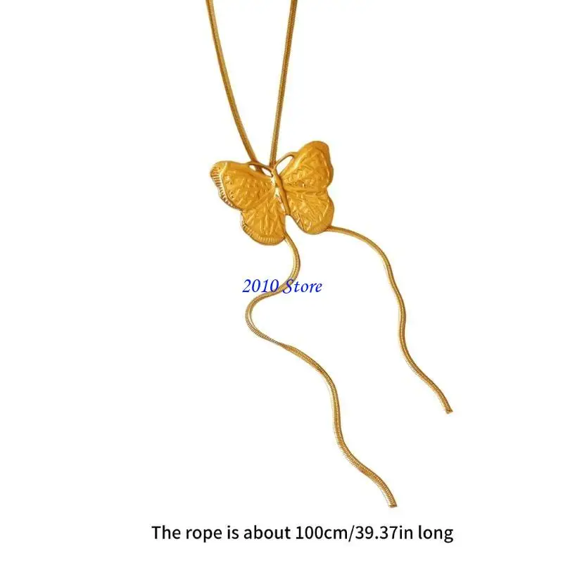F3MF Sweater Chain Butterfly Necklace Choker Verstelbare elegante sieraden Halskain