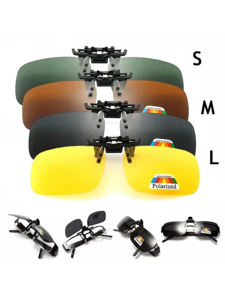 AliExpress NONE 4 Color Grey Lenses Polarized Sunglasses Clip On Flip Up UV 380 Driving Fishing Night Vision Glasses Clips