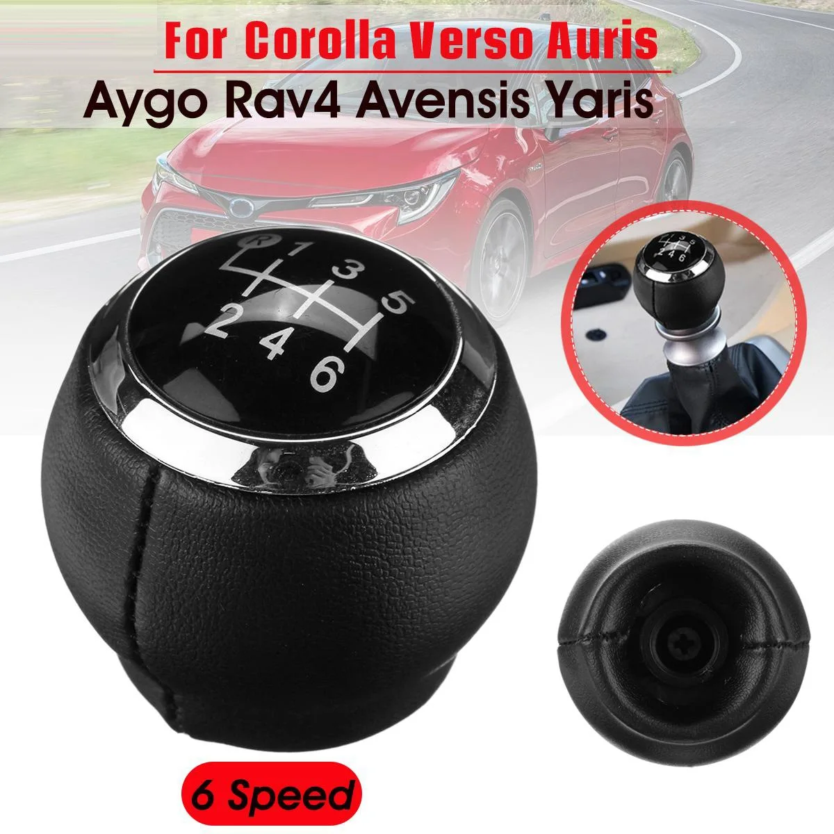 6 Speed Car Manual Gear Shift Knob Lever Shifter Knob Handball for Avensis Yaris Verso