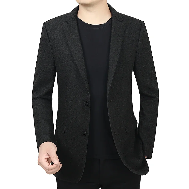 

(071) Autumn and winter suit jacket for middle-aged men, free ironing, casual, slim-fitting, solid color casual wear