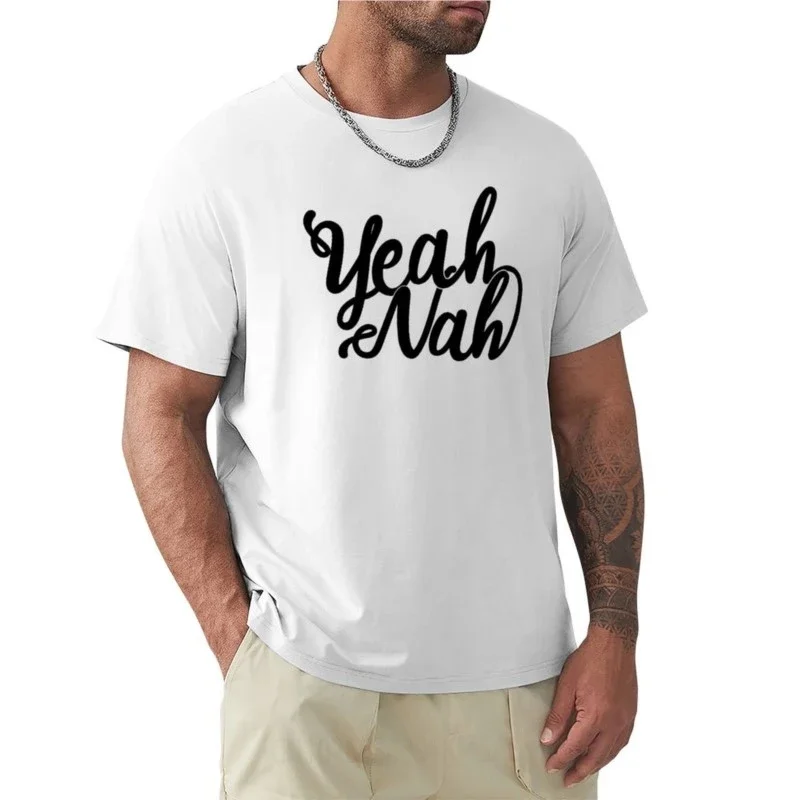 Yeah Nah Hand Script T-Shirt summer top hippie clothes mens graphic t-shirts anime