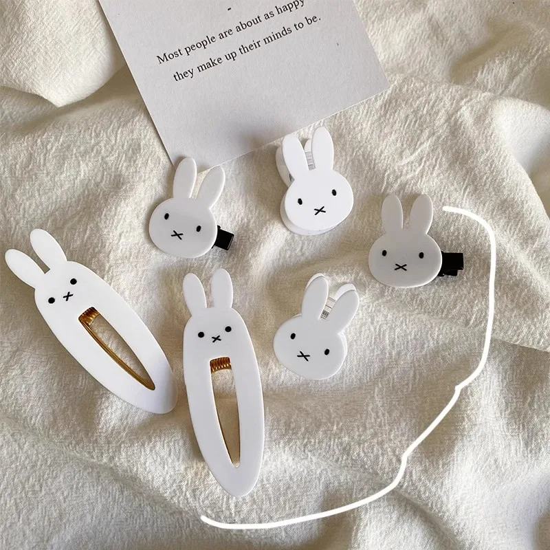 

New Kawaii Miffy Rabbit Girl Hair Clips Sweet Side Clips Bangs Clips Versatile Cartoon Hair Accessories Children's Gifts