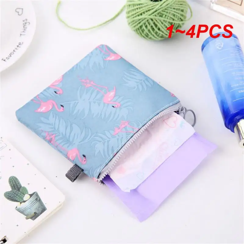 1~4PCS Makeup Bag Sanitary Pad Animal Polyester 13x13cm Storage Tools Napkin Pouch Napkin Small Household Tools Storage Bags