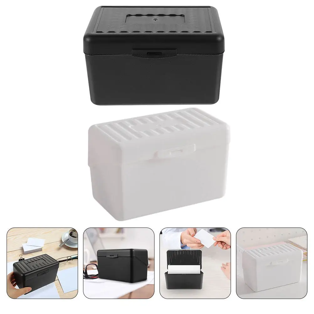 

2Pcs Card Box for Business Cards Desk Organizer Portable Office Cards Holder Compact Space Saving Tidy Desktop Business Card