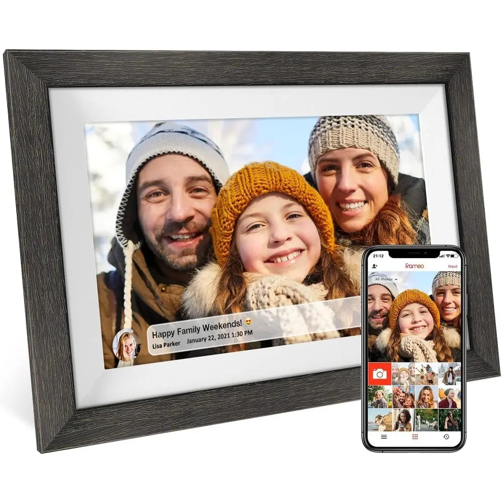 Cadre photo numérique tactile HD IPS 10,1 pouces, résolution 1280x800, rotation automatique, configuration facile, partage de photos et de vidéos