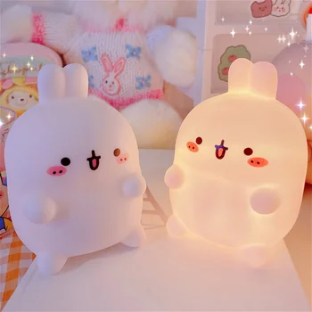 Rabbit Night Light Bedhead Bedroom LED Small Table Light Non Plug In Floor Stand Creative Atmosphere Night Light Decoration