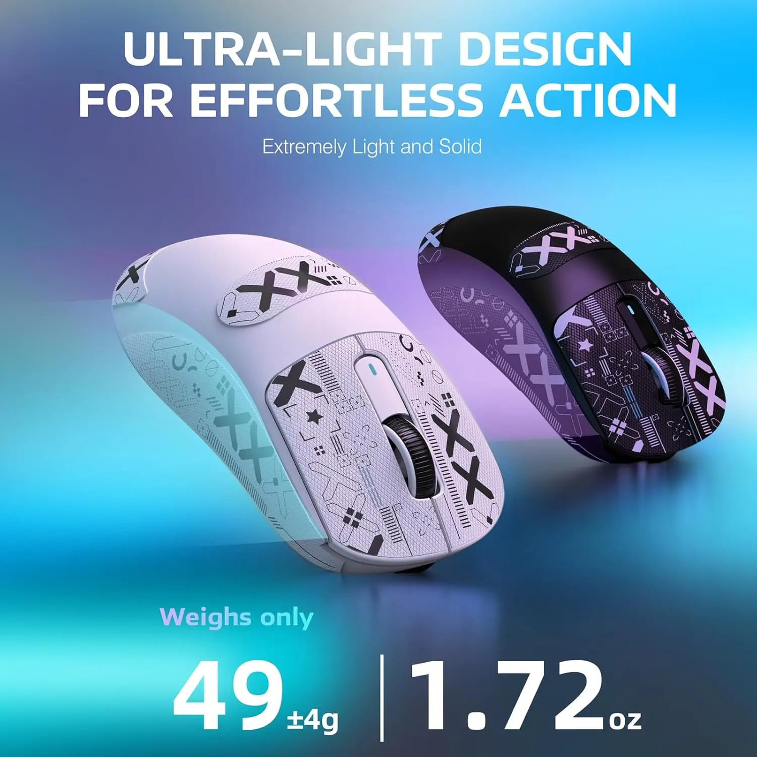 ATTACK SHARK X3 Mouse da gioco wireless leggero, trimodale 49 g, sensore DPI PAW3395 26K, durata della batteria 200 ore, 5 pulsanti programmabili