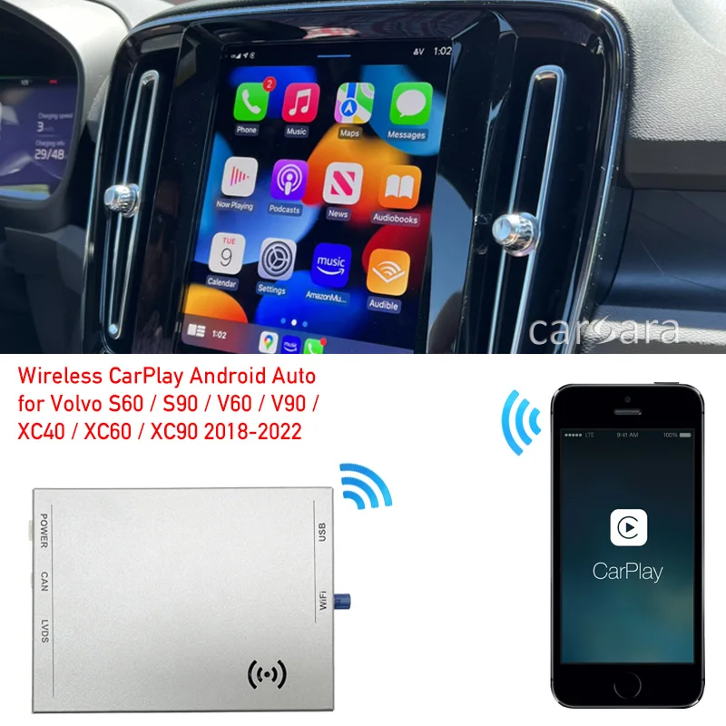 Retrofit CarPlay Box fo Volvo S60 S90 V60 V90 XC40 XC60 XC90 2018-2022 Vertical Screen Navigation Upgrade Android Auto Interface