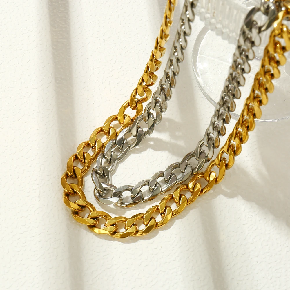 

Joya Love Exaggerated 11MM Stainless Steel Thick Cuban Chain Necklaces for Women Men 18k Gold Plated Hip Hop Rock Jewelry