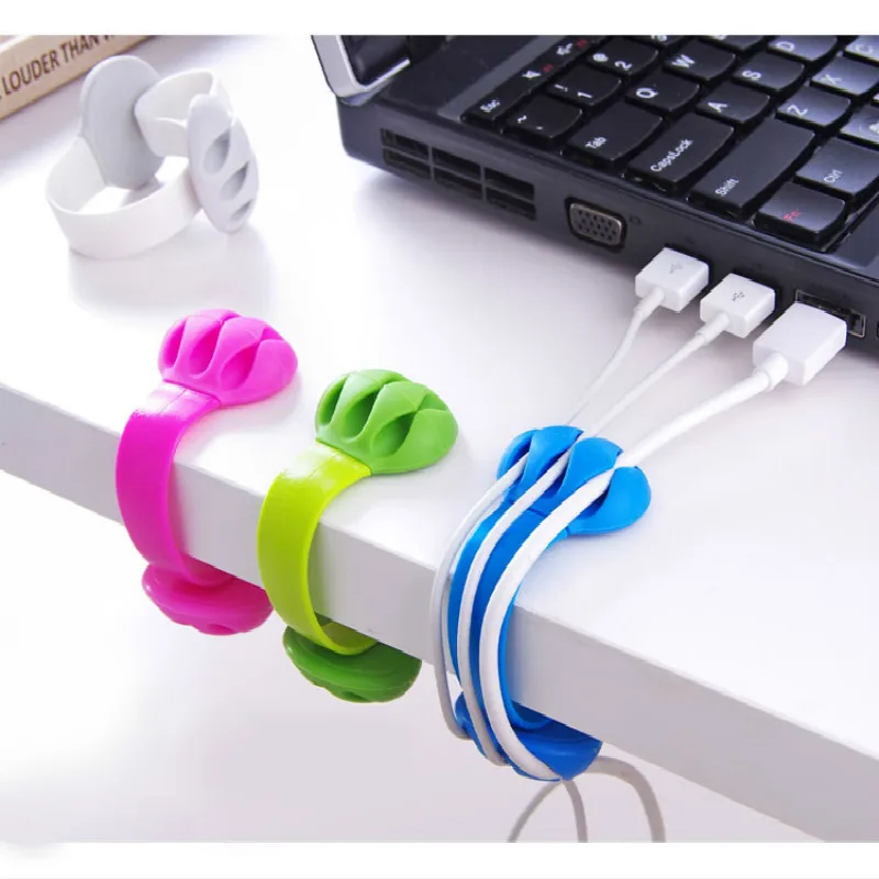 NEW 1PCS Color New Arrival 1Pc Cable Winder Earphone Cable Organizer Wire Storage Silicon Charger Holder Clips Cable winder