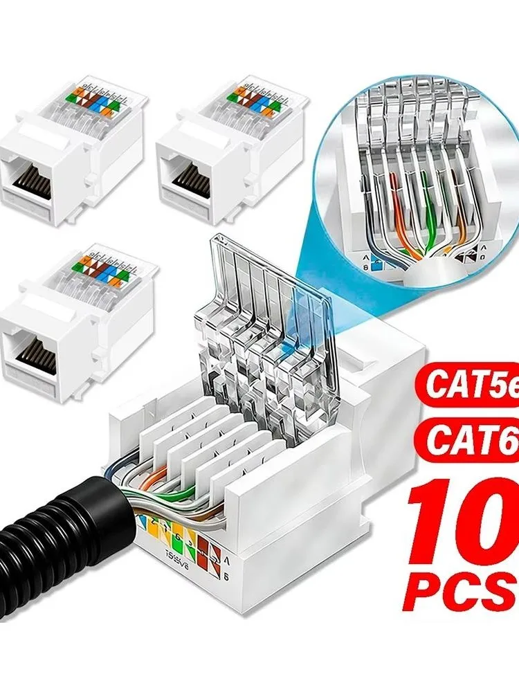 CAT6 Kristallkopf-Netzwerkbuchse, umfassende Verkabelung, CAT6-Kabel-Patchpanel für Wandadapter, Koppler, Ethernet-Keystone-Adapter