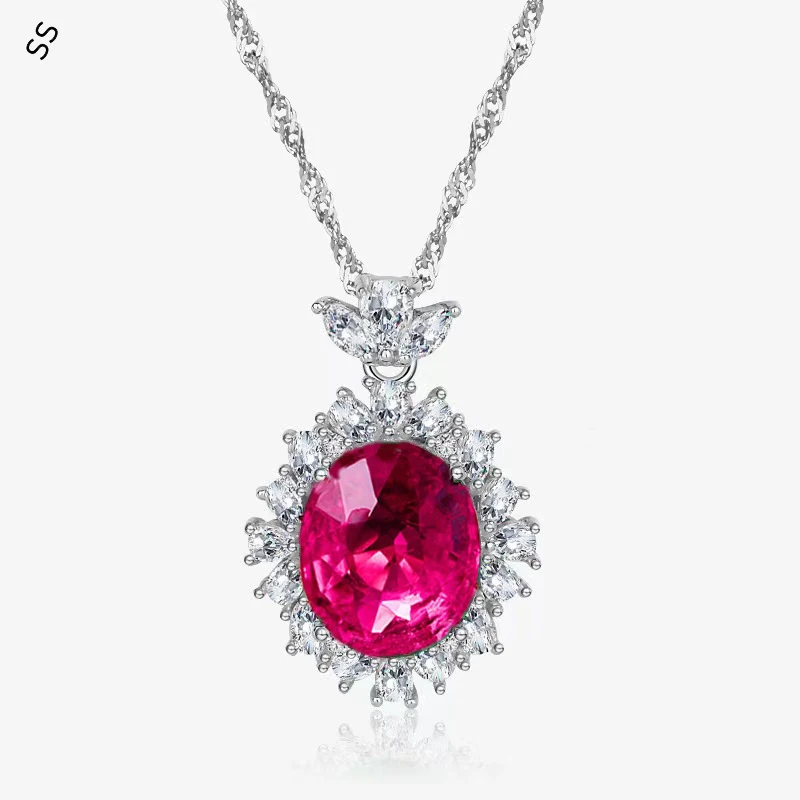 Luxury Jewelry Sets S925 Silver Inlaid Full Diamond Gemstone Necklace Earrings Rings for Women Evening Dresses Accessories