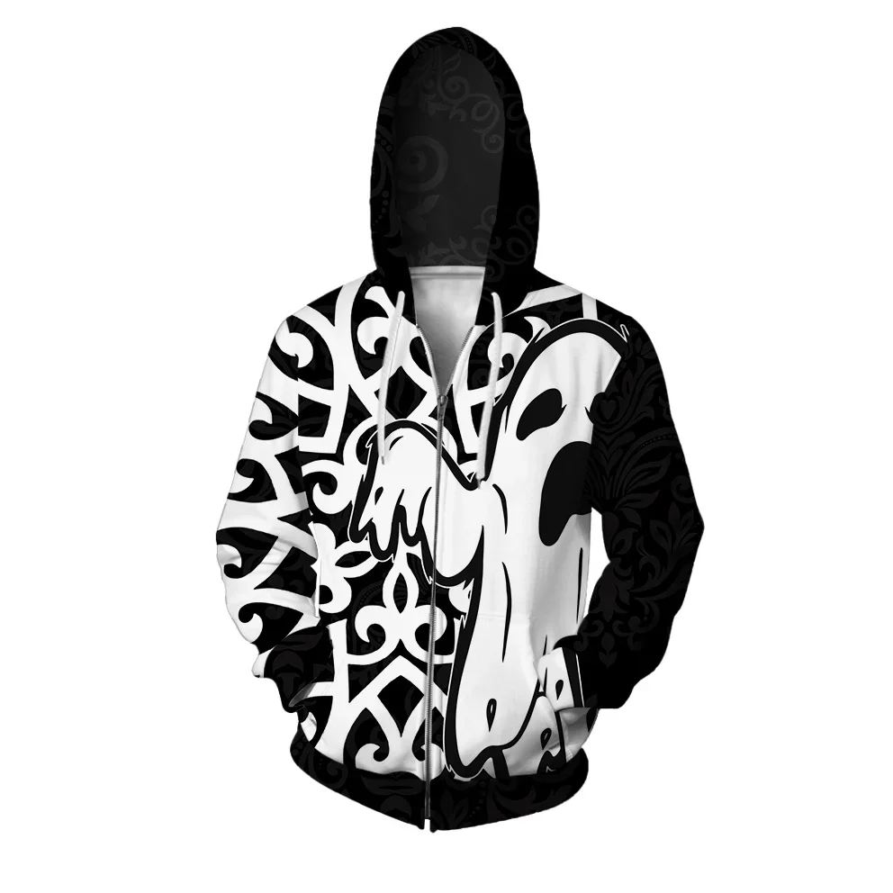 Trendy and Versatile Hooded Sweatshirt Personalized Skull Print Men\'s Sweat-shirt Comfortable and Stylish Zip Up Hoodies Hoodie