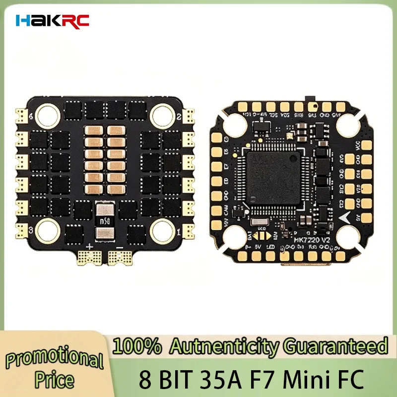 HAKRC F7220 V2 F7 Mini Flight Controller Dual BEC with 8BIT 35A 4in1 ESC Stack DShot150/300/600/1200 PWM for RC FPV Racing Drone