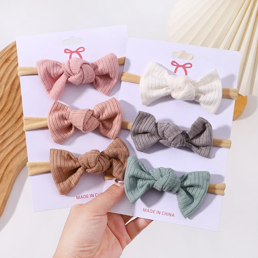 3Pcs/set Baby Soft Headbands Set Personalized Twisted Nylon Head Band Solid Color Elastic Hair Band Infant Hair Accessories