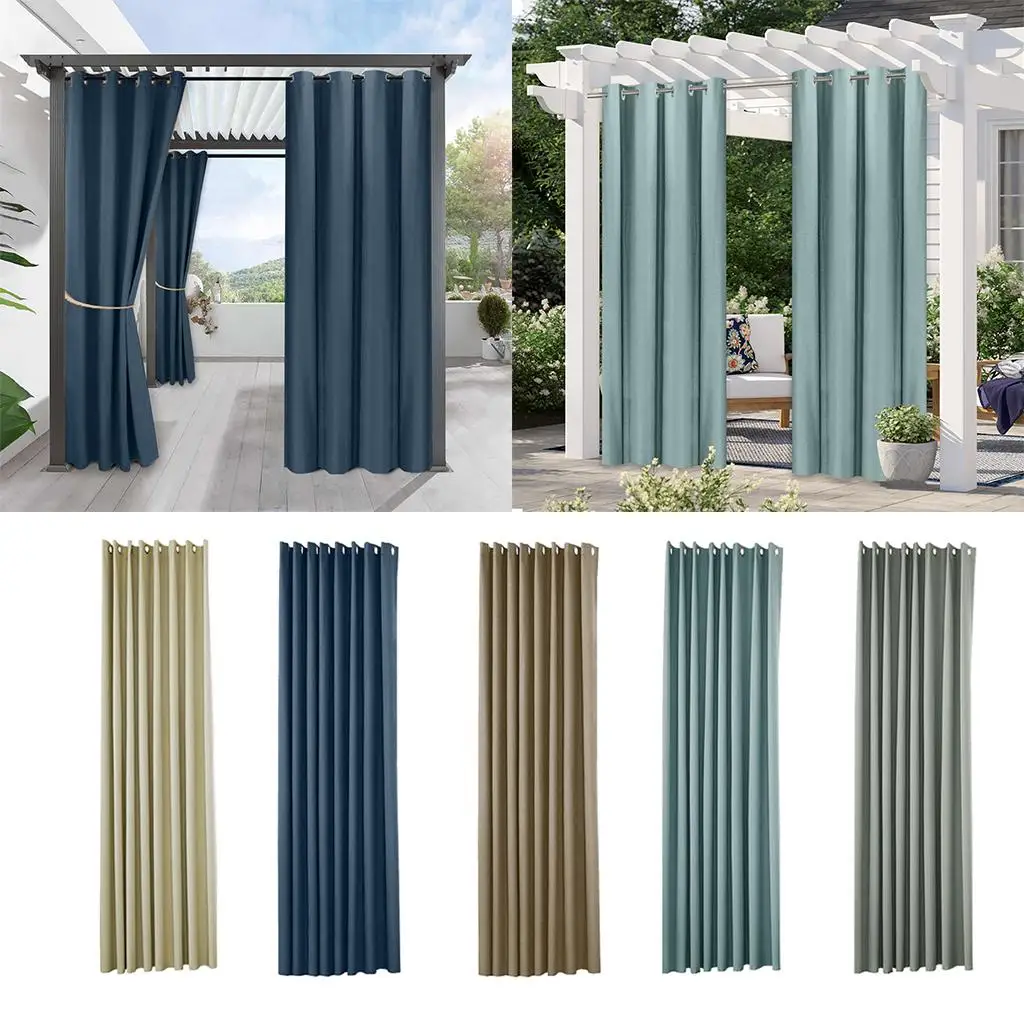 Outdoor Waterproof Curtain Tab Top Thermal Insulated Blackout Curtain Drape for