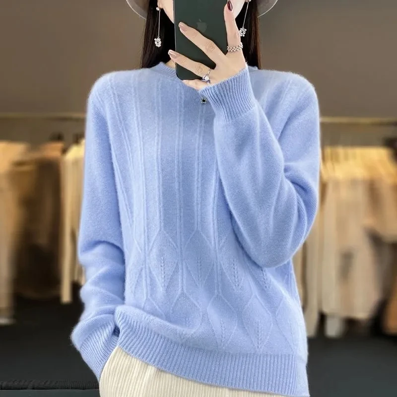 

2023 Mass Fashion Autumn And Winter New Crew-Neck Sweater Women's Pullover Sweater With Long-Sleeved Blouse