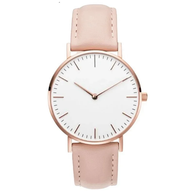 Simple Elegant Watch for Women 2024 Pink White Leather Watchband Dress Lady Wrist Watches Casual Female Clock Hot Montre Femme