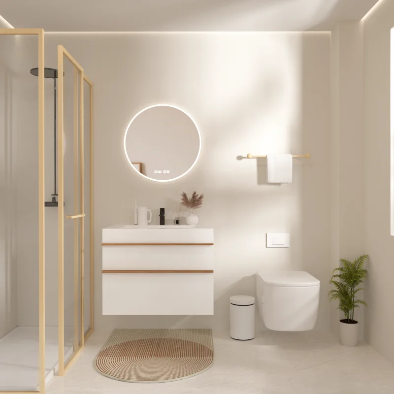 

Waterproof Floating Luxury Bathroom Vanity Wooden Wall-Mounted Bathroom Vanity Cabinet With Sink Customizable