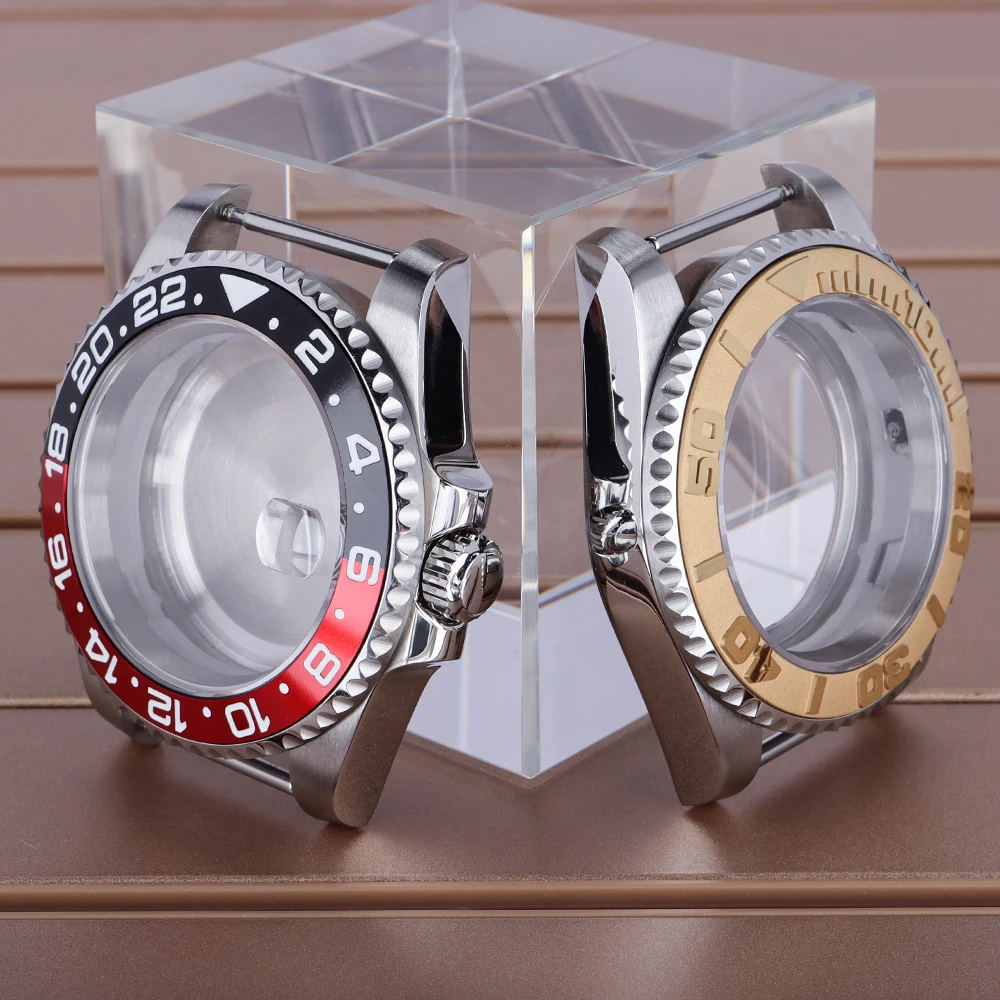 40mm GMT Bezel Watch Case 316L Stainless Steel Fit NH34/NH35/NH36 Movement Men's Mechanical Watch Modification Watch Accessories