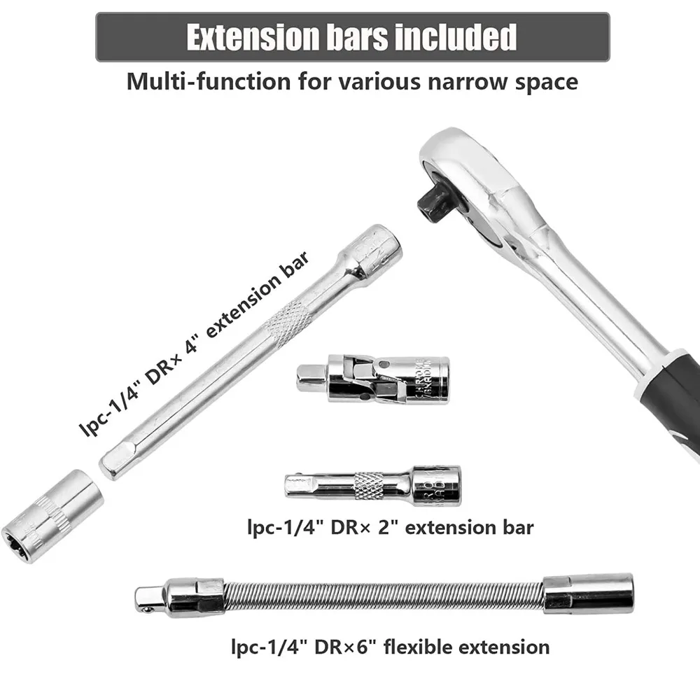 46pcs Socket Wrench Set Ratchet Spanner Multi-functional Car Repair Tool Professional Mechanical Workshop Tools Kit Motorcycle