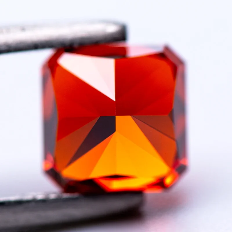 Cubic Zirconia Stone 5A Grade Quality Red Color Asscher Shape 4k Crushed Ice Cut Synthetic Gemstone For Women Jewelry Making