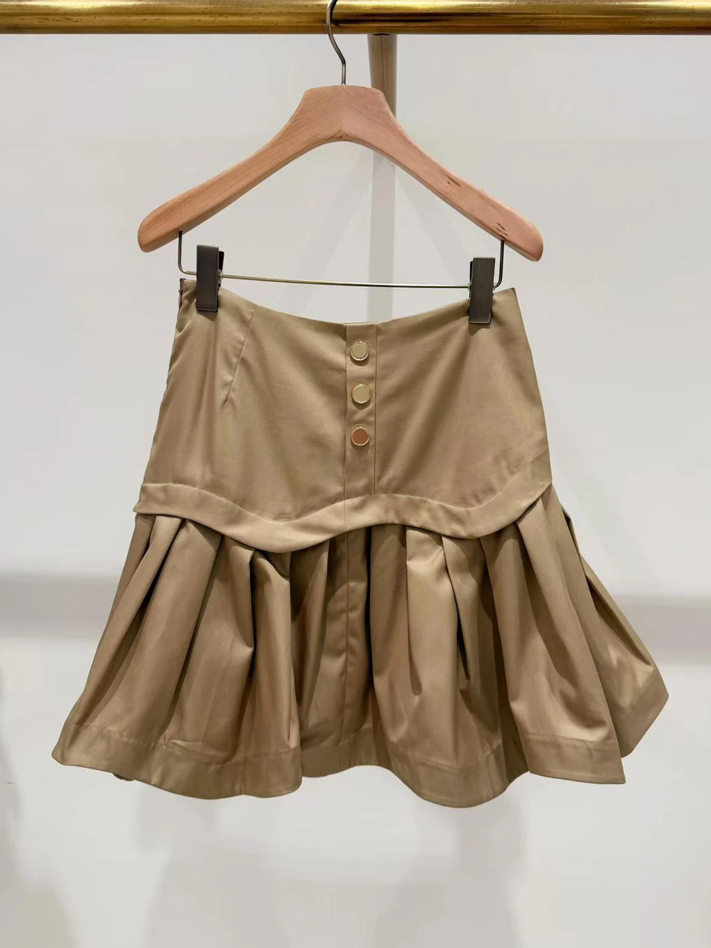 

Slimming High Waist ort Skirt Versatile Casual Women's Premium Faion Commute Sle Button Detail A-Line Skirt