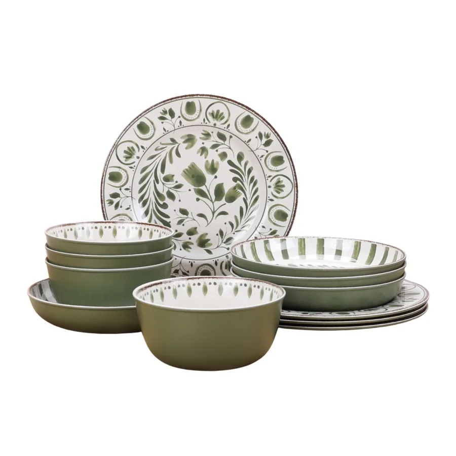 Vibrant 12-Piece Dinnerware Set for Outdoor Gatherings and Family Meals - Stylish and Durable Design Perfect for Parties and Ev