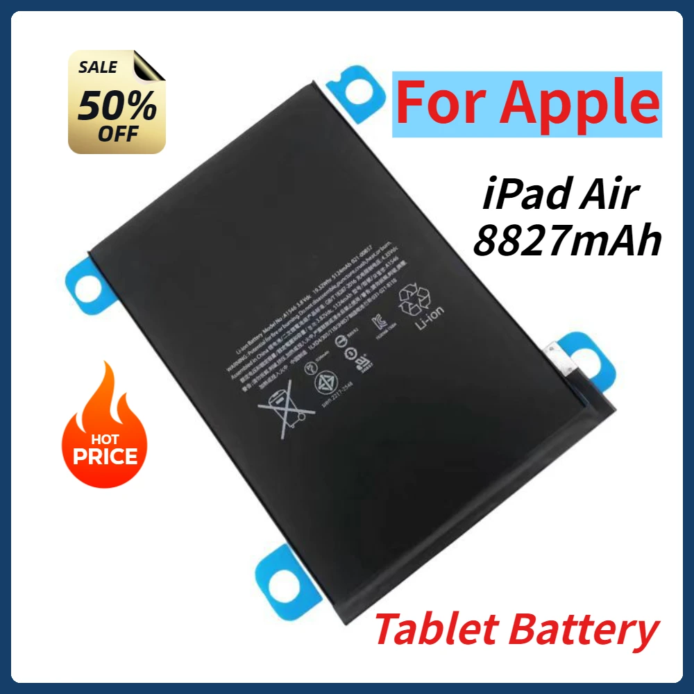 

Tablet Battery for Apple IPad 5 & Air 1 Replacement Bateria A1474 A1475 A1476 A1822 A1823 A1893 A1954 A2197 Free Repair Tool