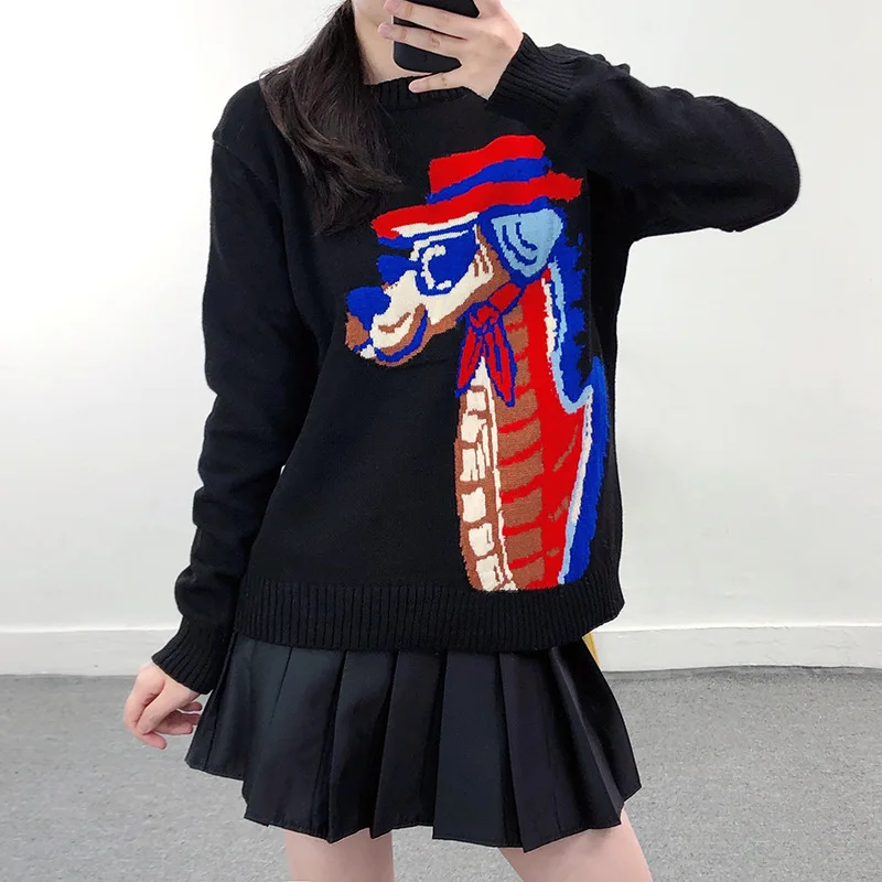 

Fashionable 2025 Autumn New Korean Style Pullover Sweater for Women Loose Fit with Long Sleeves and Round Neck Design