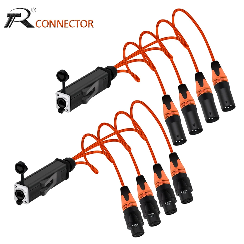 

RJ45 CAT5 to 4 Channel 3Pins XLR Waterproof Male/Female Connector Multi Network Receiver Cable for Stage and Recording Studio