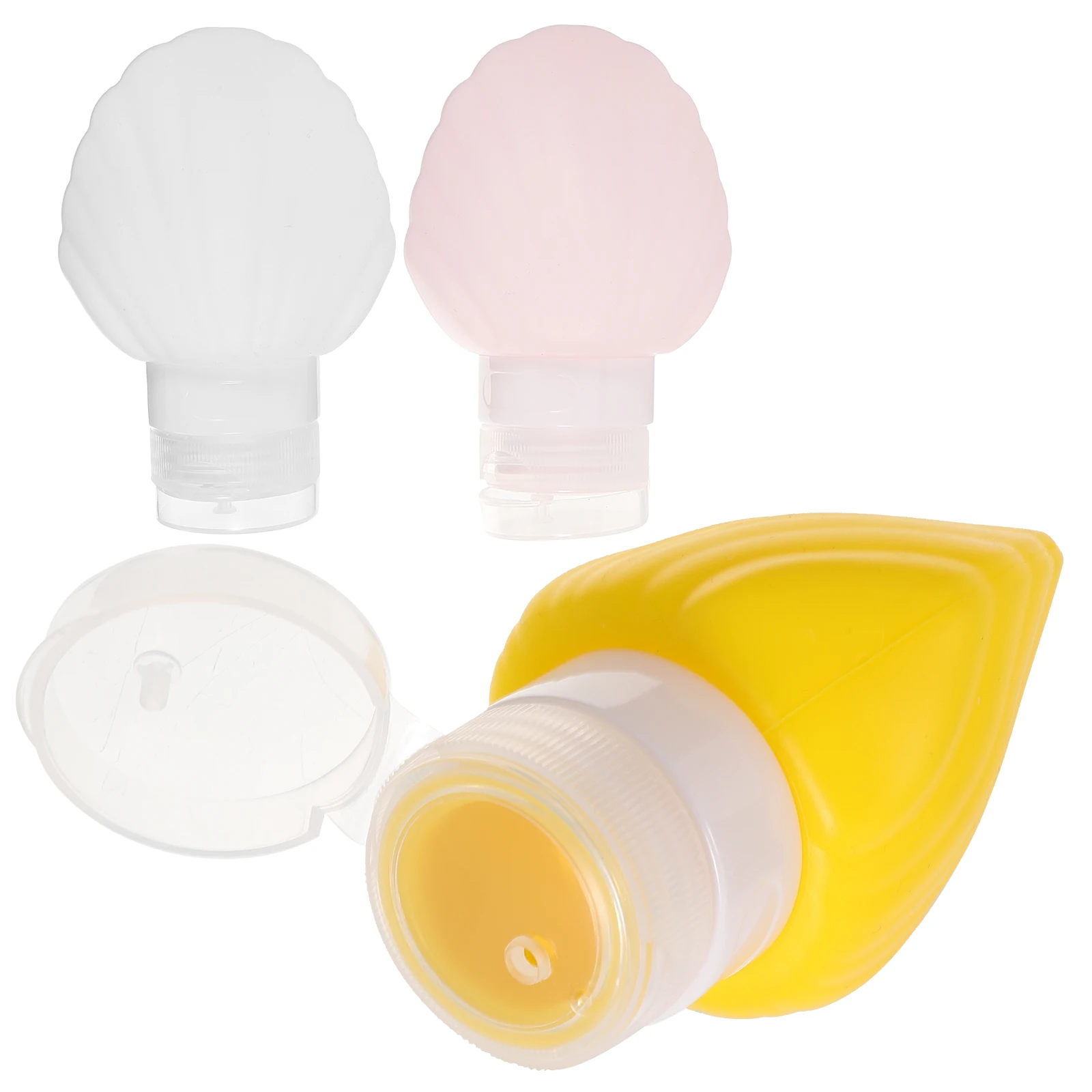 

3pcs Silicone Travel Bottles 90ml Shell Shaped Leak Proof Reusable Lotion Shampoo Dispenser Portable Squeeze Bottle for