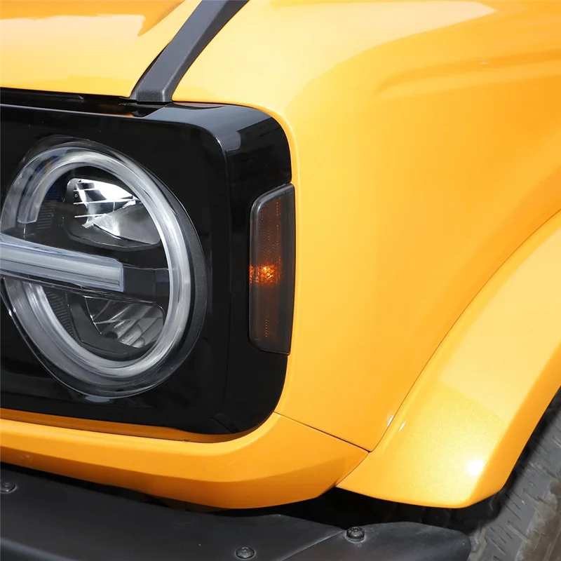 

AU28-Front Turning Lamp Side Warning Light Cover Headlight Trim For Ford Bronco 2021-2024 Exterior Accessories, Smoked Black