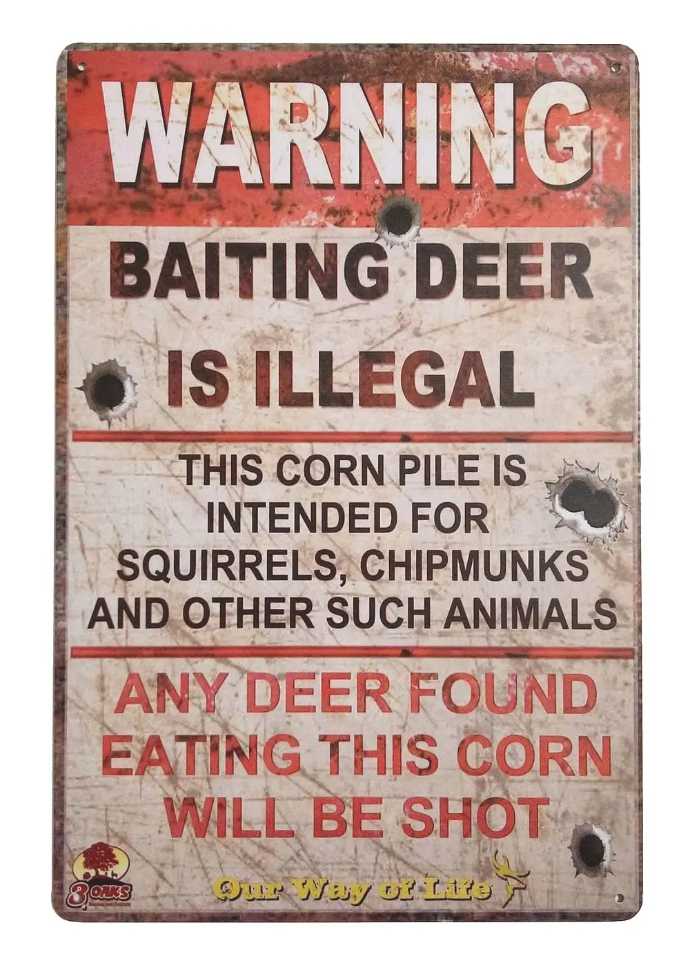 ERLOOD Warning Baiting Deer is Illegal Metal Tin Sign, Tin Signs Vintage Coffee Wall Coffee & Bar Decor,Size 12 X 8