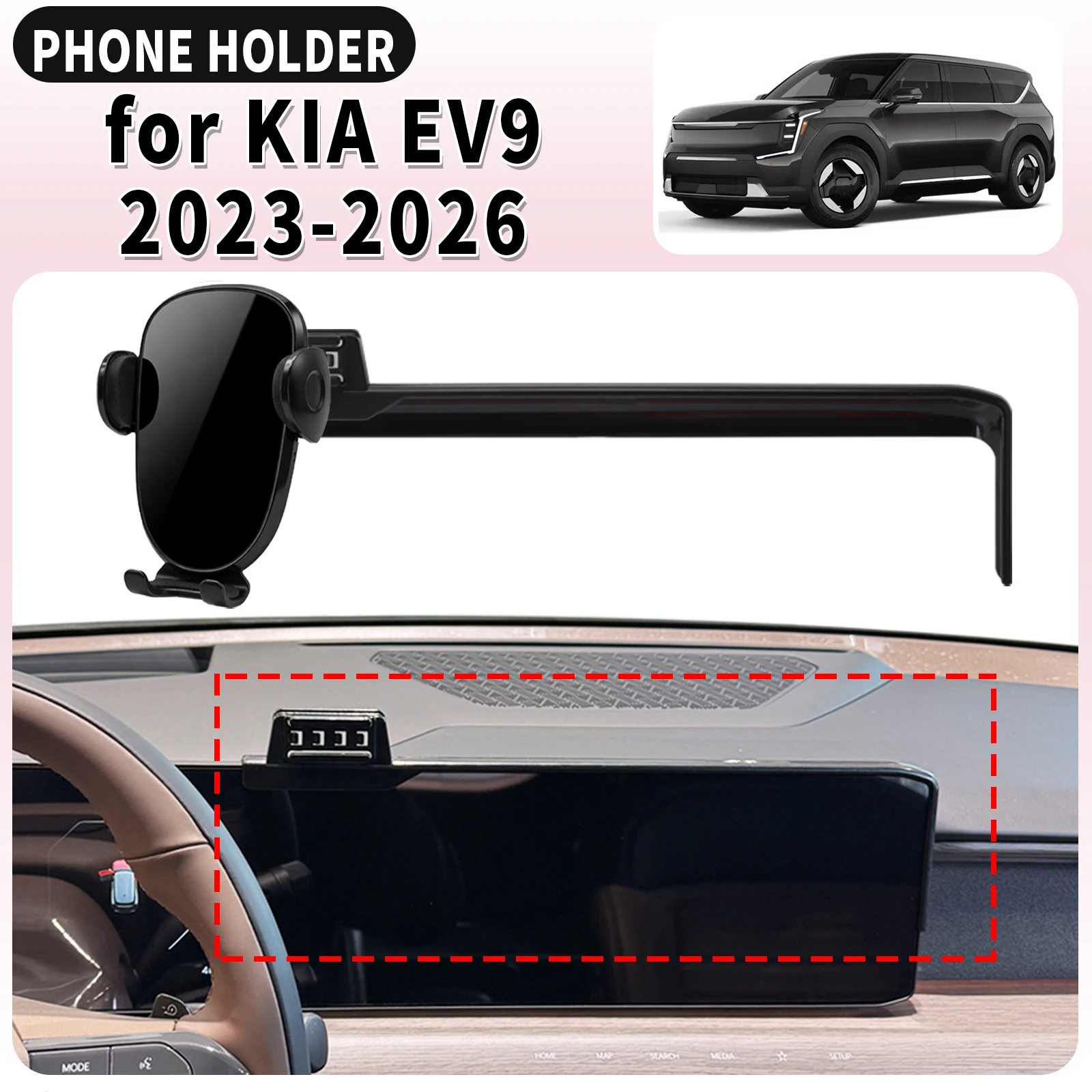 Support de téléphone à fixation sur écran pour KIA EV9 2023 2024 2025 2026, support de navigation dédié à clipser sur la voiture ​ ​   accessoires