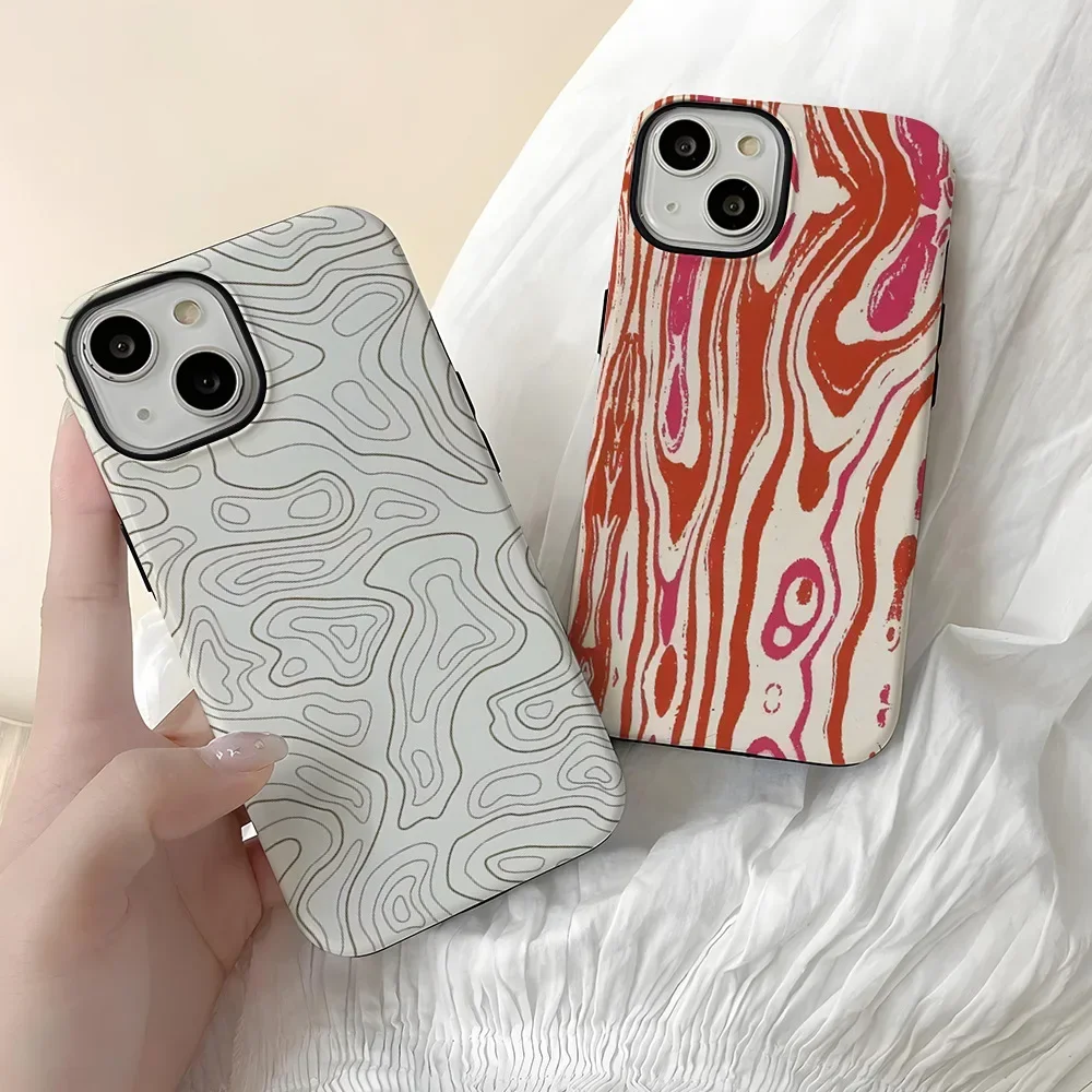 Wave Pattern Suitable for iPhone 16 Double-layer 2-in-1 Phone Case 15promax Frosted 14pro Anti Drop 13 12 Xs Xr Protective Cover