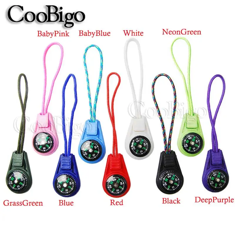 10Pcs Colorful Survival Keychain Zipper Pull Mini Compass for Outdoor Backpack Camping Hiking Pocket Navigator Adventure Tool