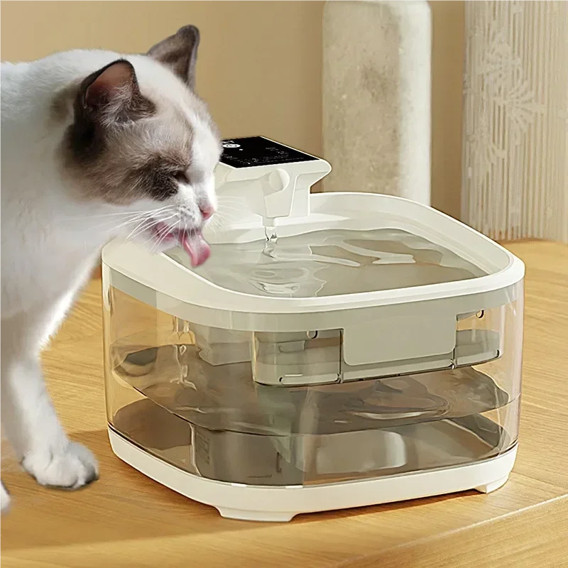 DownyPaws 2.5L Automatic Stainless Steel Cat Water Fountain 4000mAh Wireless Pet Drinker Battery & Sensor 2 in 1 Dispenser