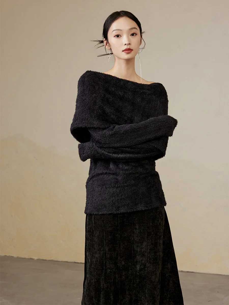 

ONMOON Thi Camere Long Sve Knitted Sweater Autumn Winter Leisure Collar Women's Faion Commute Sle Regular Fit