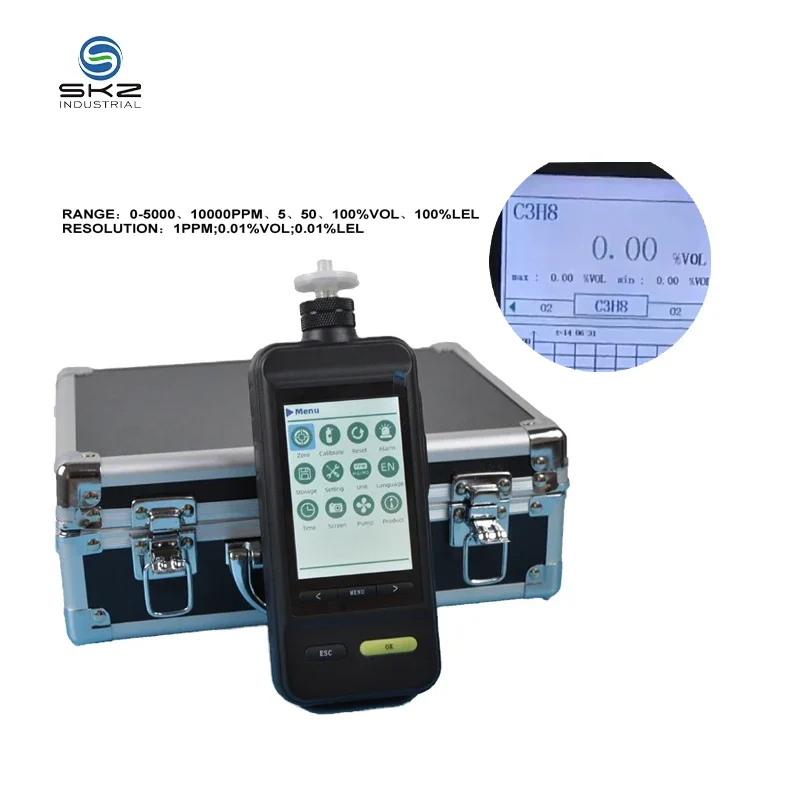 SKZ-1050E High Precision Date Storage 4 in 1 Multi Digital Gas detector CH4 CO2 H2 NH3 Gas Analyzer