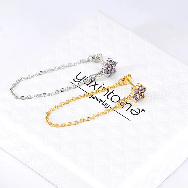 FLORATO 925 Sterling Silver Earrings Chain Tassel Pendant Earrings Zircon Silver Earrings for Women Trend Luxury Wedding Jewelry