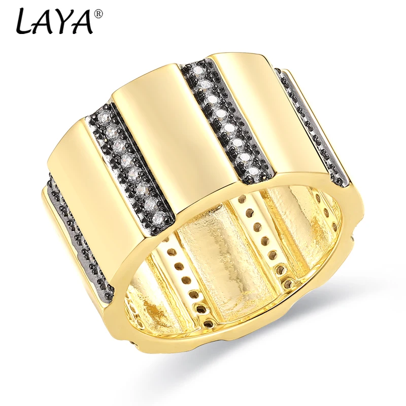 

LAYA New 925 Sterling Silver Electroplated Yellow AAAAA Zircon Ring Simplify For Women Men High Quality Fashion Luxury Jewelry